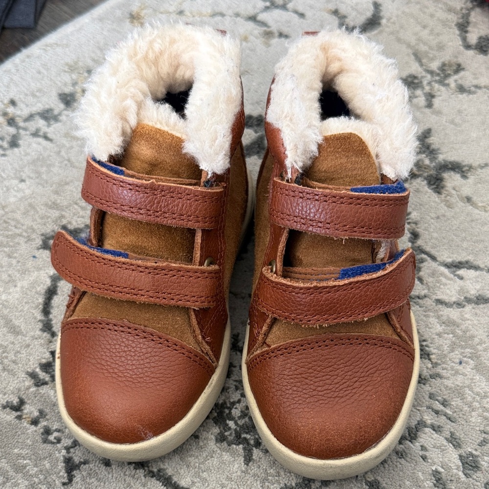UGG Kids Brown Faux-Fur Trim Velcro Boots